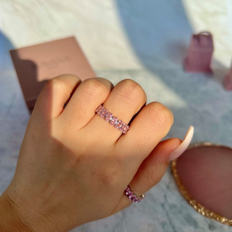 Inel PINK ODESSA din Argint 925 cu Cristale Swarovski – Eleganță și Strălucire în Nuante de Roz