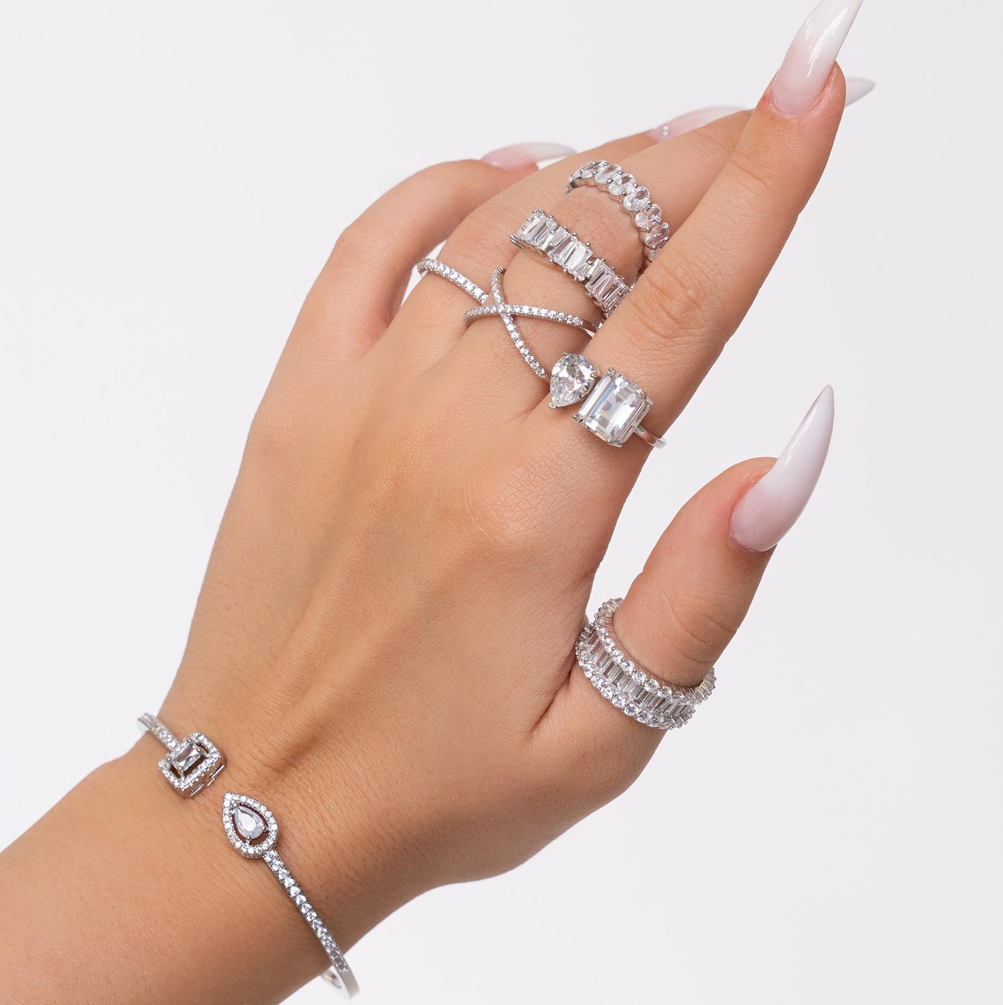 Brățară ROMEO&JULIET cu Cristale "Crushed-Ice" si Placaj din Argint 925 – Iubire Eternă