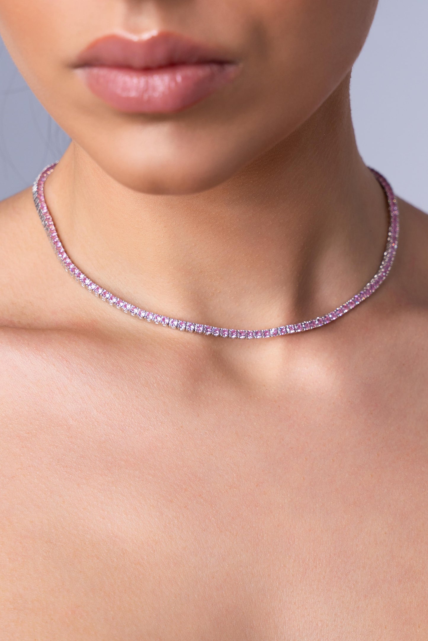 Colier Tennis Pink din Argint 925 cu Cristale Swarovski – Rafinament în Roz