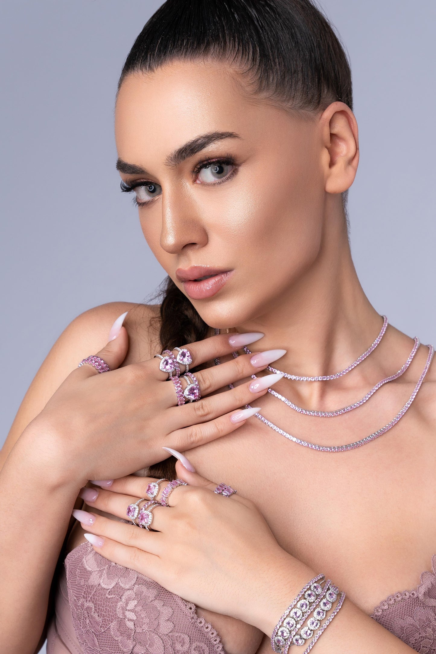 Colier Tennis Pink din Argint 925 cu Cristale Swarovski – Rafinament în Roz