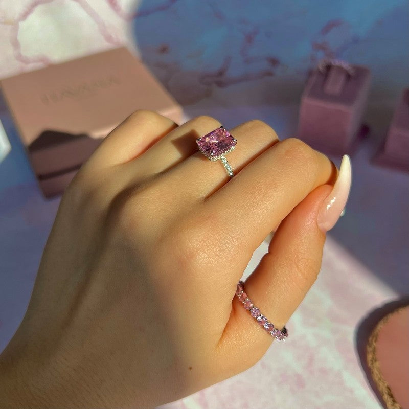 Inel PINK HAVANA din Argint 925 și Cristale Swarovski – Sparkling Pink