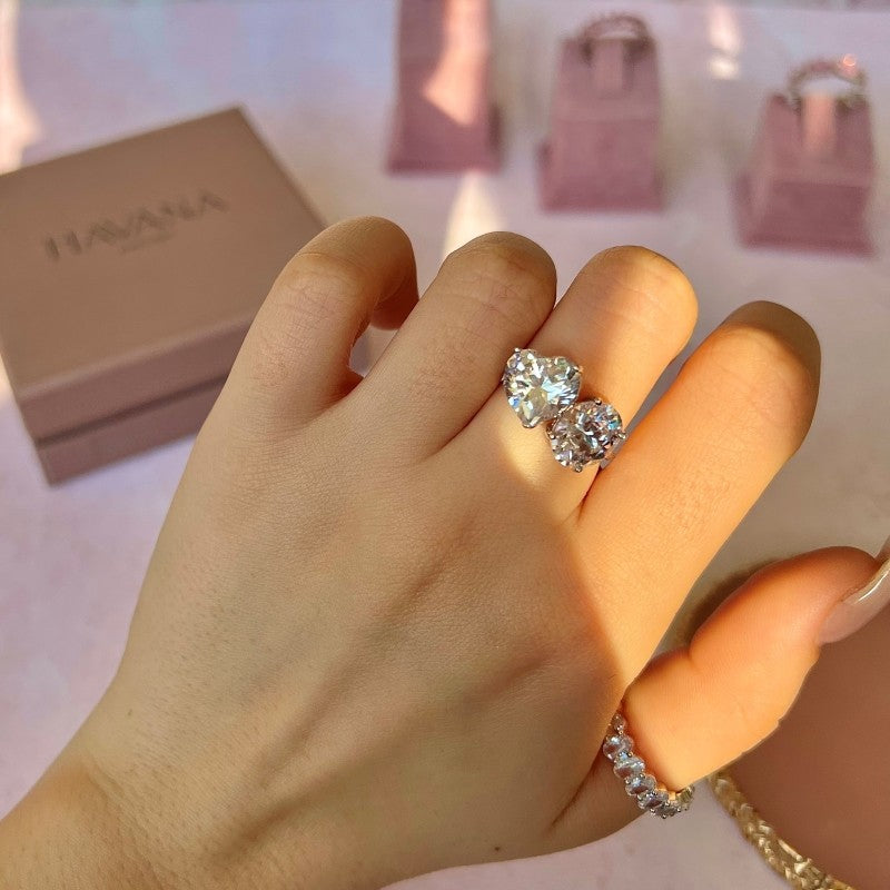 Inel ELIXIR din Argint 925 și Cristale Swarovski – Două Cristale, O Poveste