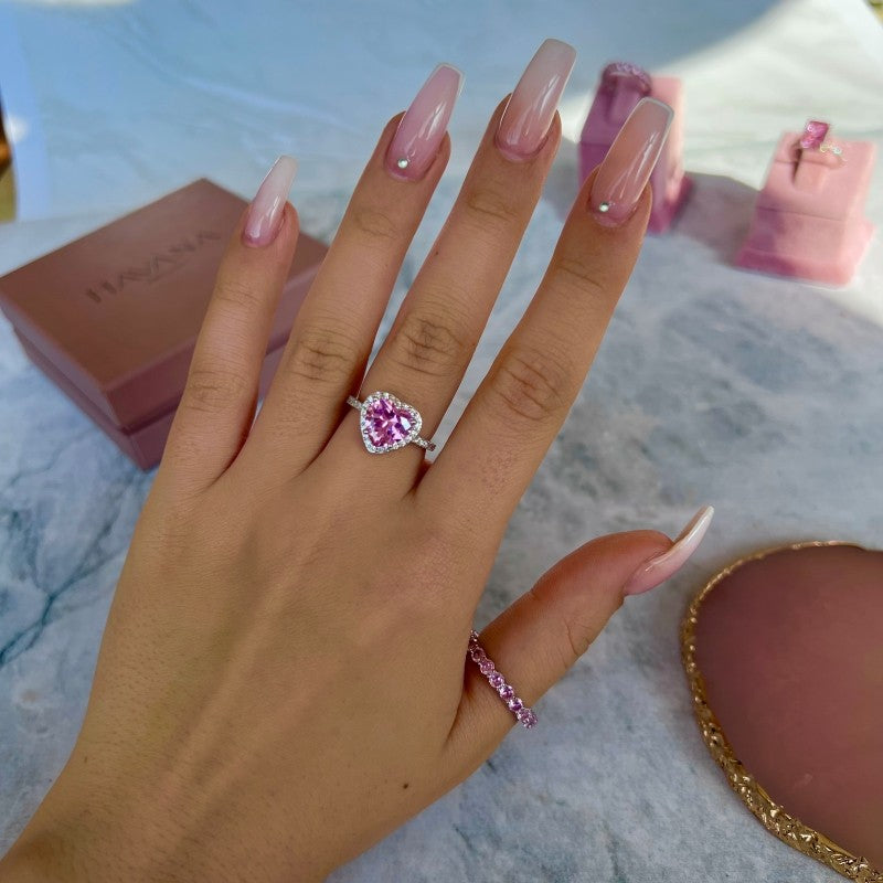 Inel PINK LOVE STORY din Argint 925 și Cristale Swarovski – O Declarație de Dragoste în Roz