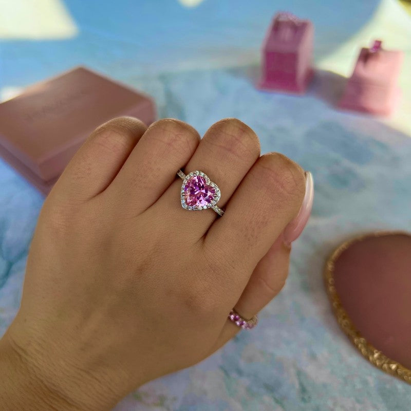 Inel PINK LOVE STORY din Argint 925 și Cristale Swarovski – O Declarație de Dragoste în Roz