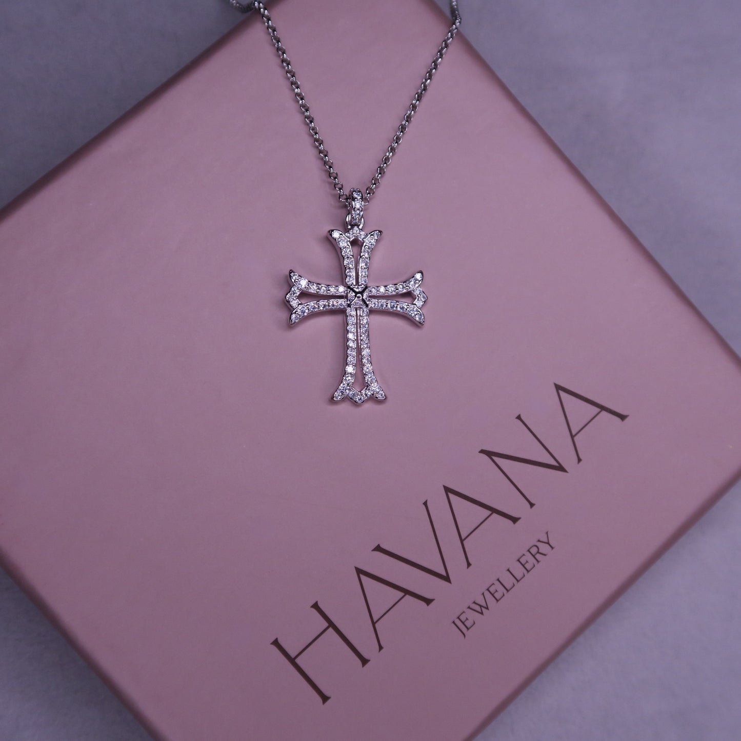 Colier Cruce DIVINA cu Cristale Swarovski si Placaj din Argint 925