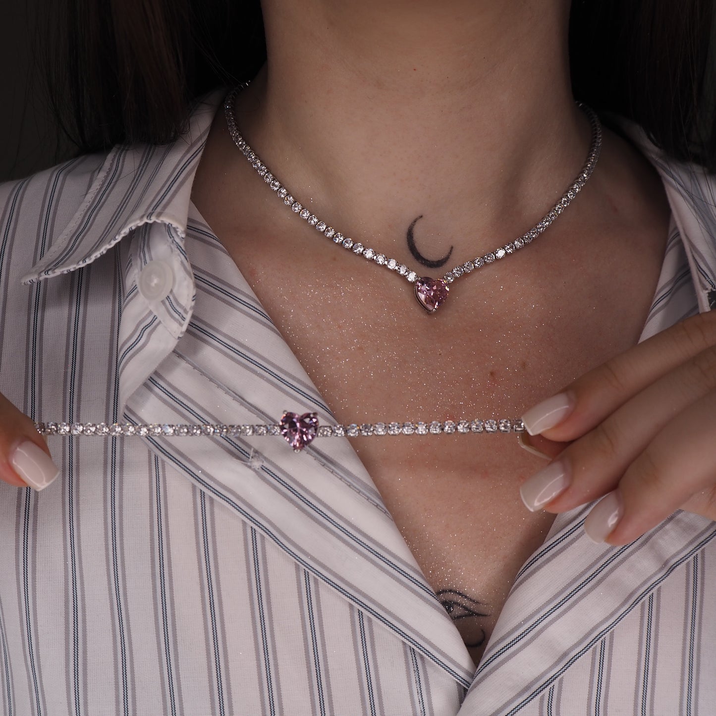 Set PINK CRUSH cu Cristale Swarovski și Placaj din Argint 925