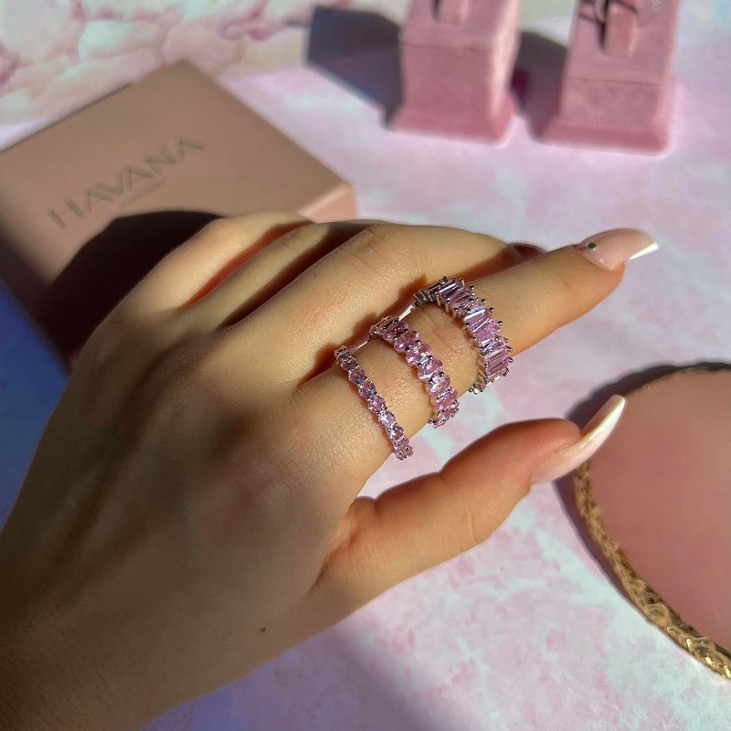 Inel PINK PRINCESS din Argint 925 cu Cristale Swarovski – Eleganță Regală și Strălucire Roz