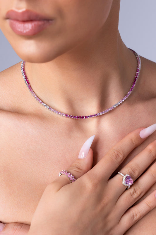 Colier Tennis Havana din Argint 925 cu Cristale Swarovski – Pink Goddess Vibes
