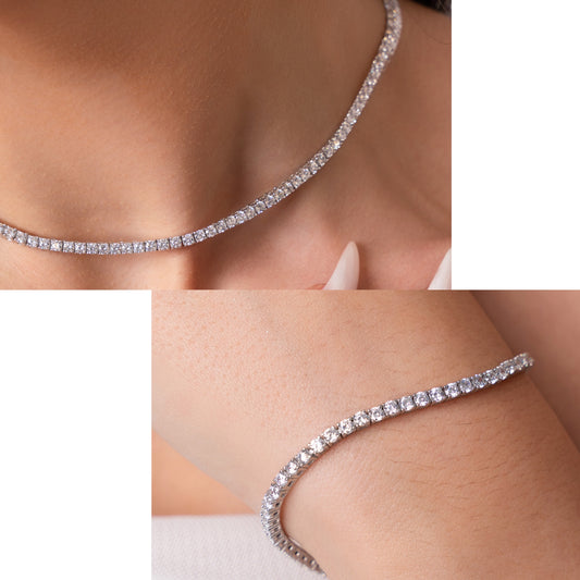 Set Tennis Silver din Argint 925 cu Cristale Swarovski – Strălucire Regală