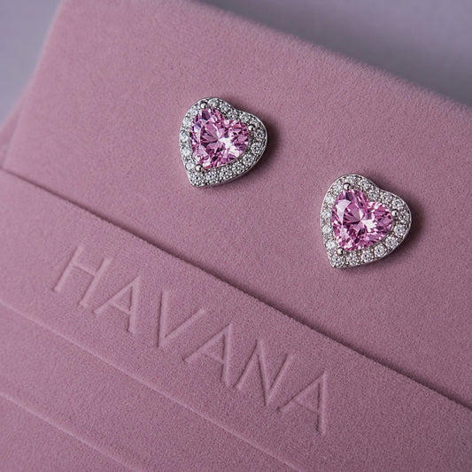 Cercei PINK LOVE STORY cu Cristale Swarovski și Placaj din Argint 925