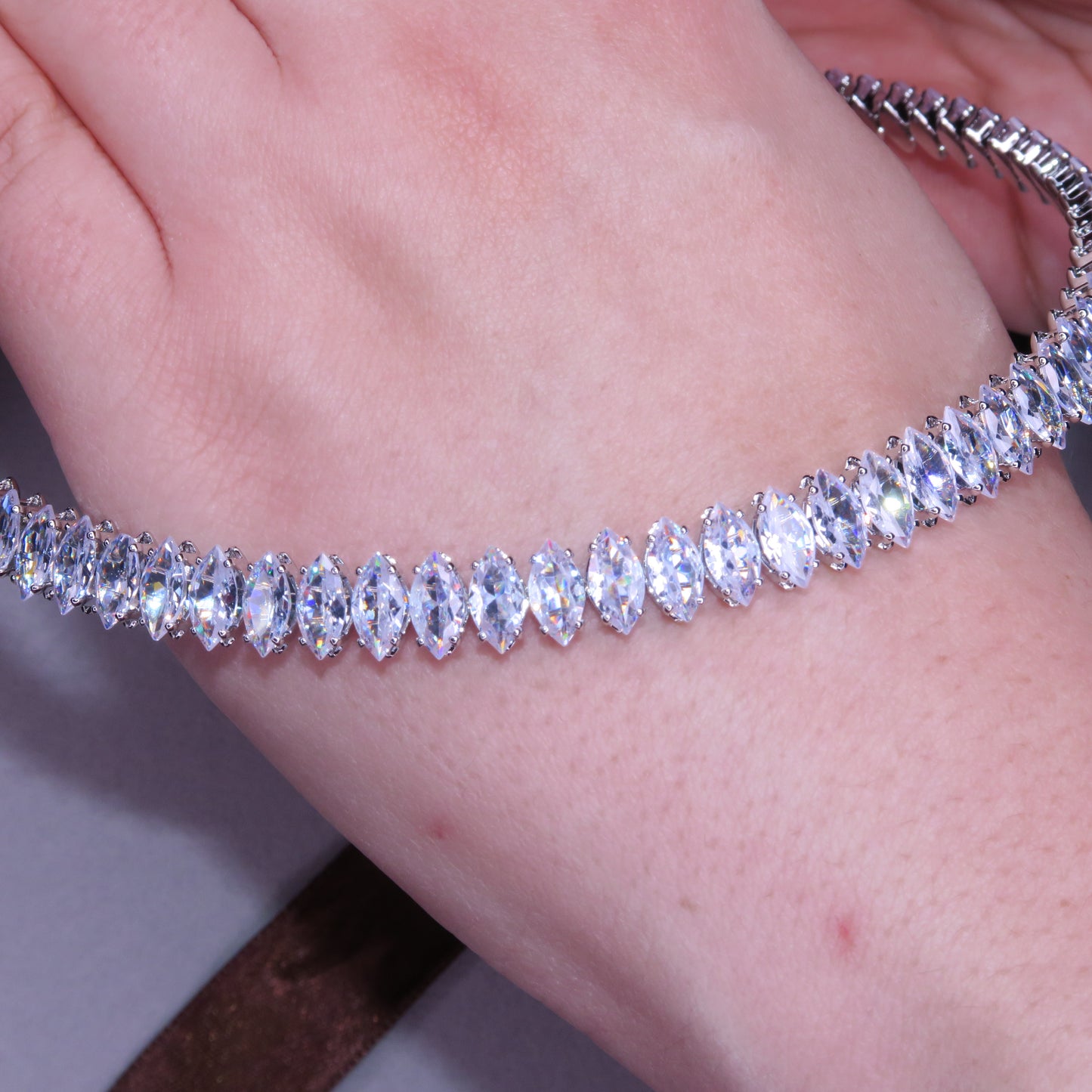 Colier Choker VENUS cu Cristale Swarovski marquise și placaj din Argint 925