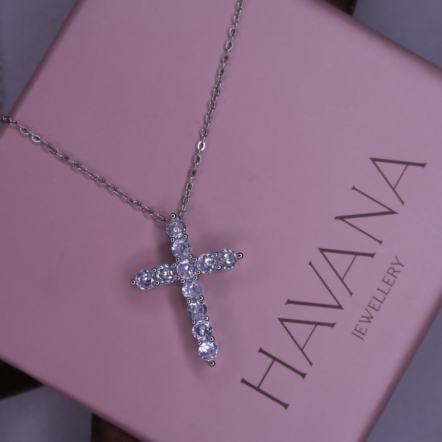 Colier Cruce SACRO cu Cristale Swarovski și Placaj din Argint 925