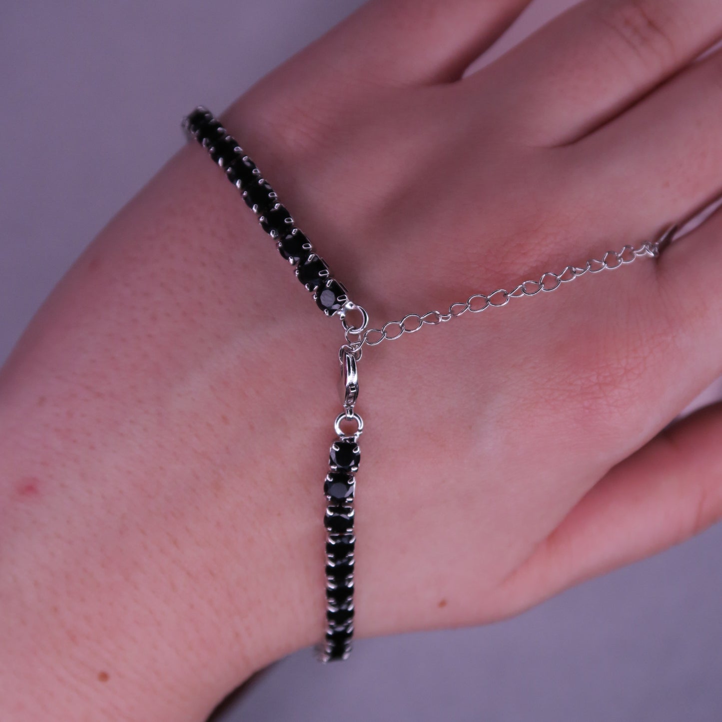 Colier Tennis 4mm Negru OBSIDIAN BLACK cu Cristale Swarovski și placaj din Argint 925