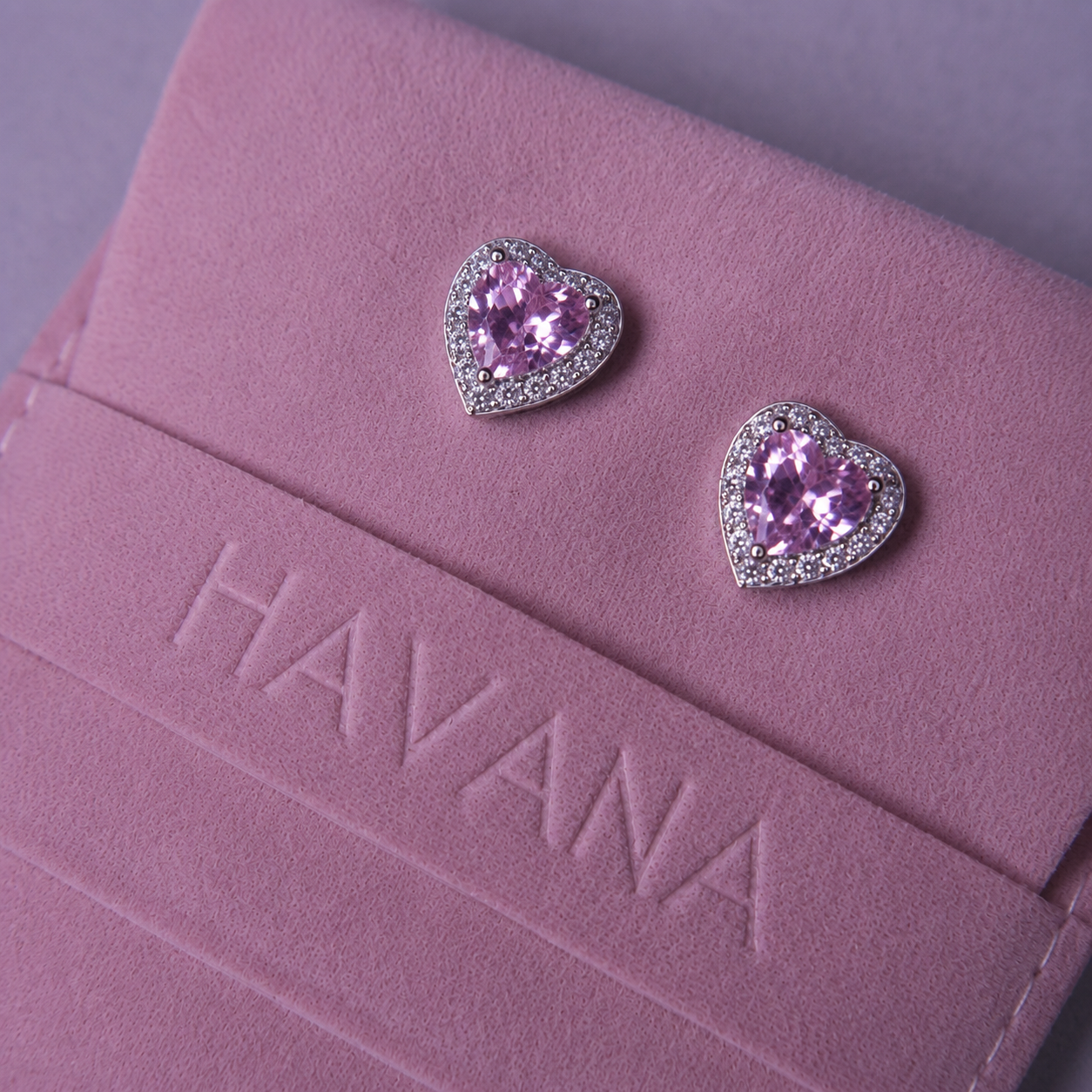 Cercei PINK LOVE STORY cu Cristale Swarovski și Placaj din Argint 925