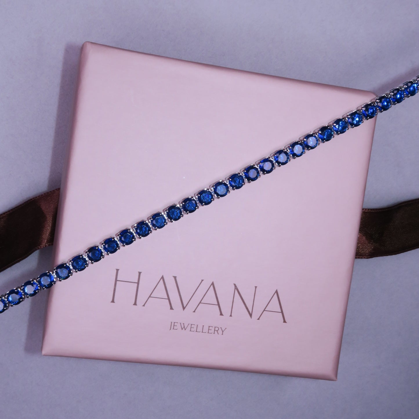 Colier Tennis 5mm Albastru SAPPHIRE BLUE cu Cristale Swarovski și placaj din Argint 925