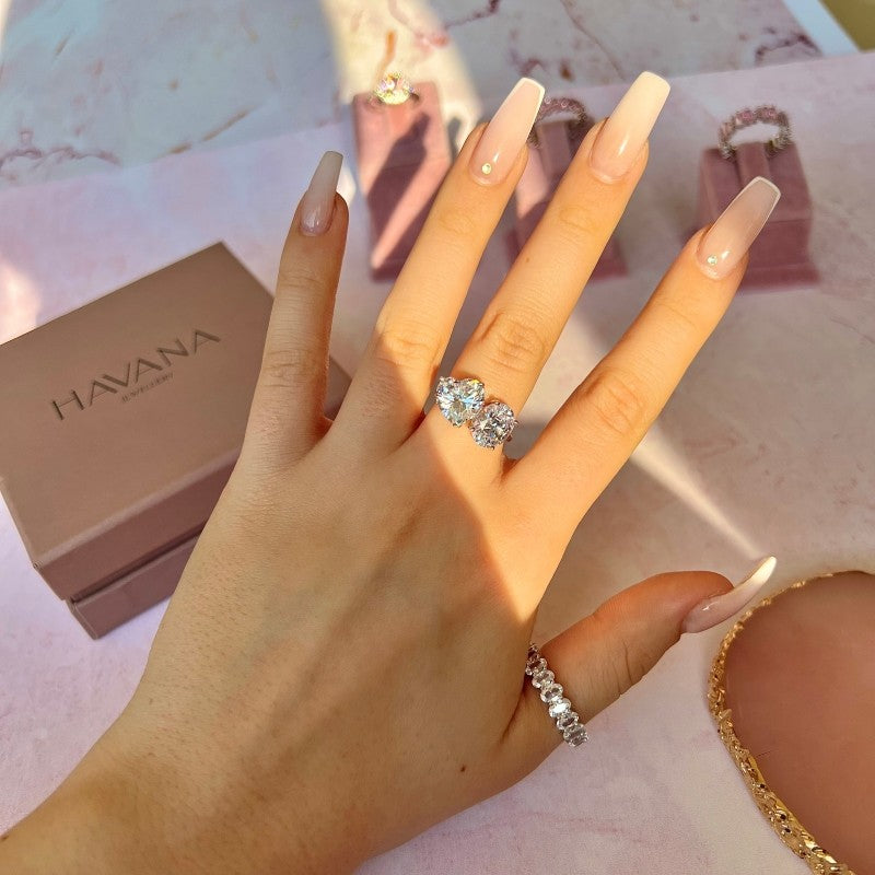 Inel Elixir din Argint 925 și Cristale Swarovski – Două Cristale, O Poveste