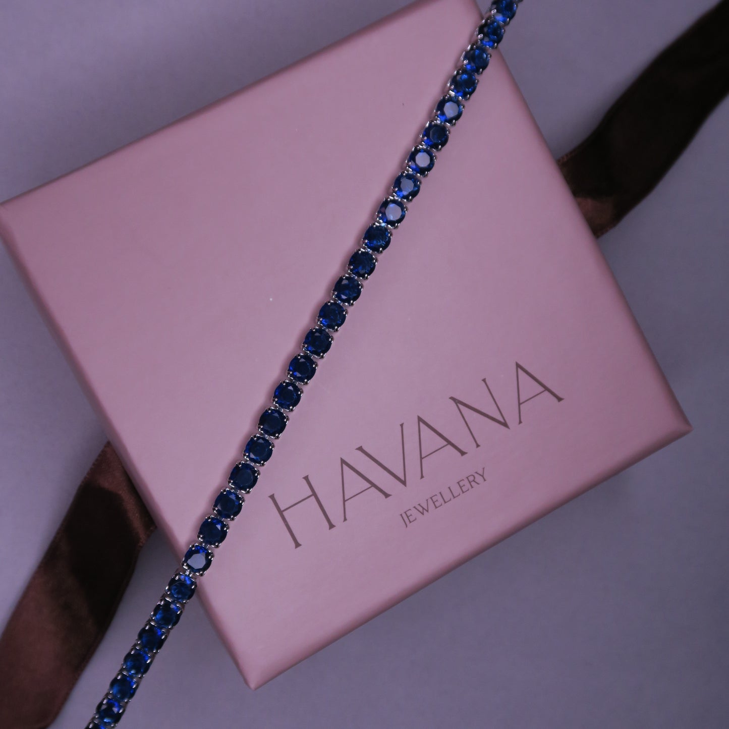 Colier Tennis 5mm Albastru SAPPHIRE BLUE cu Cristale Swarovski și placaj din Argint 925