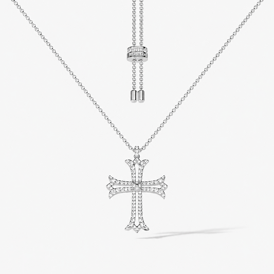 Colier Cruce DIVINA cu Cristale Swarovski si Placaj din Argint 925