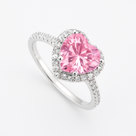 Inel PINK LOVE STORY din Argint 925 și Cristale Swarovski – O Declarație de Dragoste în Roz