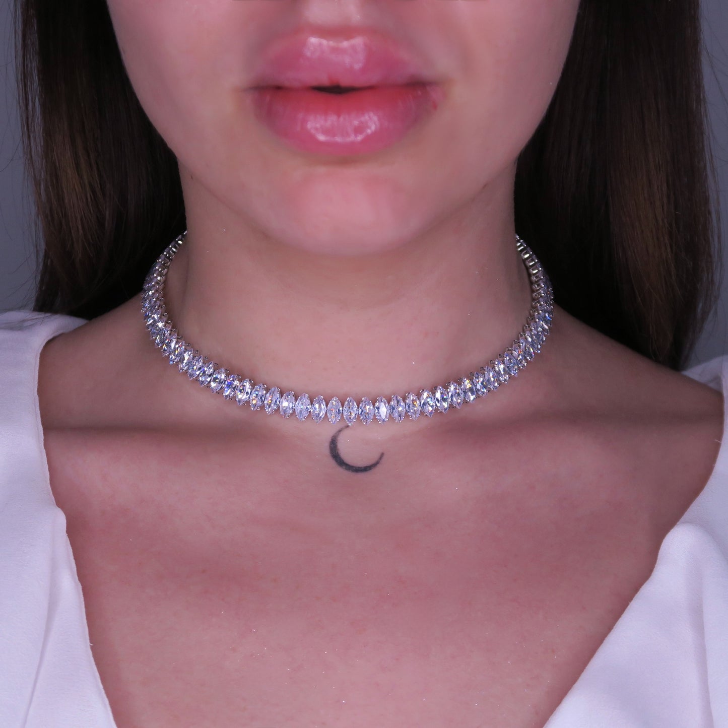 Colier Choker VENUS cu Cristale Swarovski marquise și placaj din Argint 925