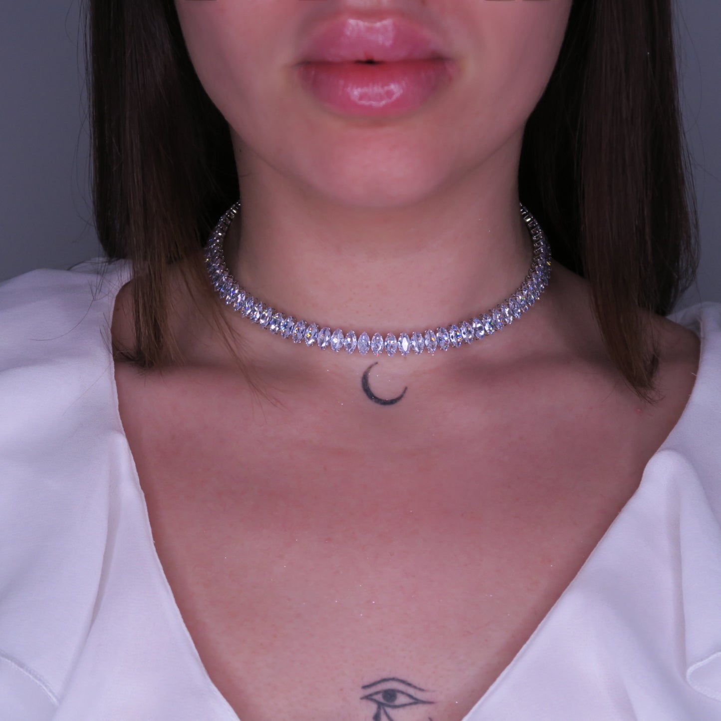 Colier Choker VENUS cu Cristale Swarovski marquise și placaj din Argint 925
