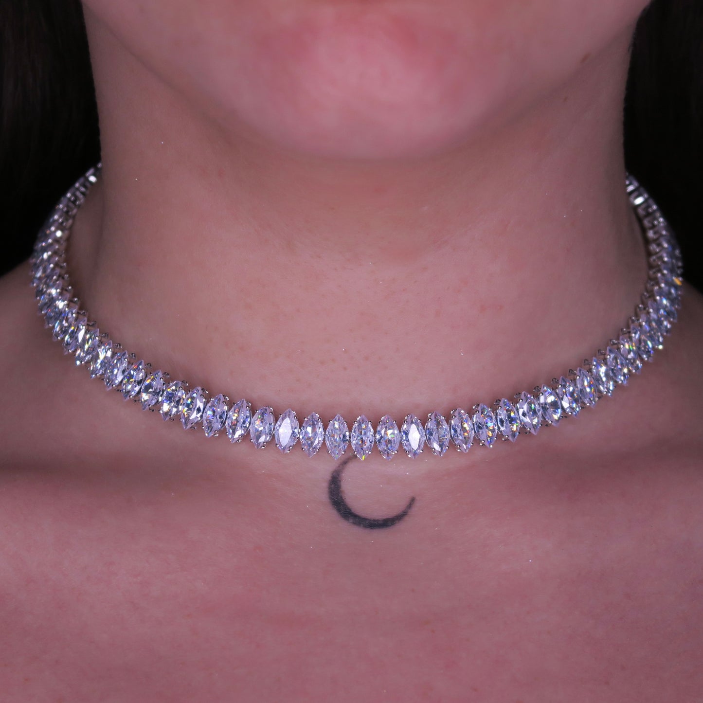 Colier Choker VENUS cu Cristale Swarovski marquise și placaj din Argint 925