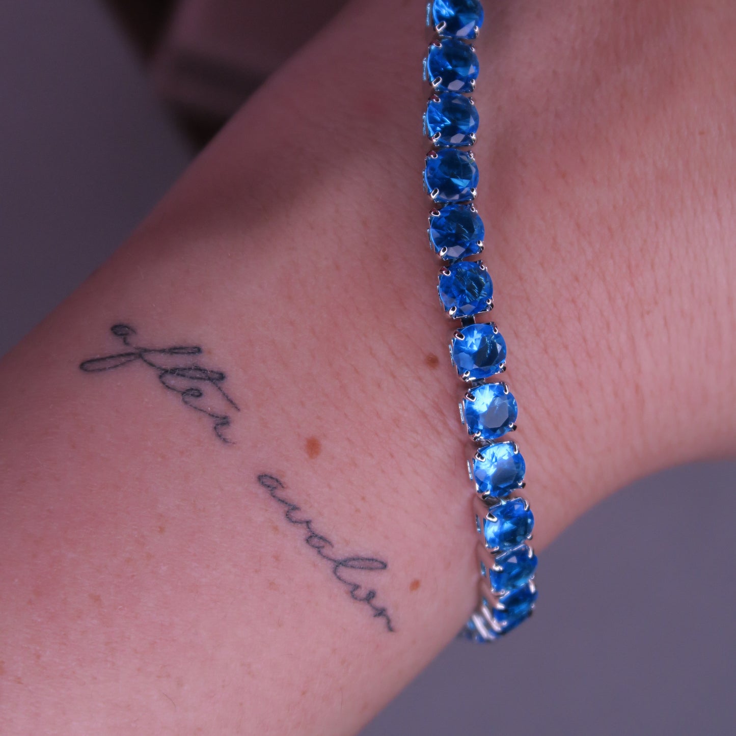 Colier Tennis 5mm Albastru SKY BLUE cu Cristale Swarovski și placaj din Argint 925