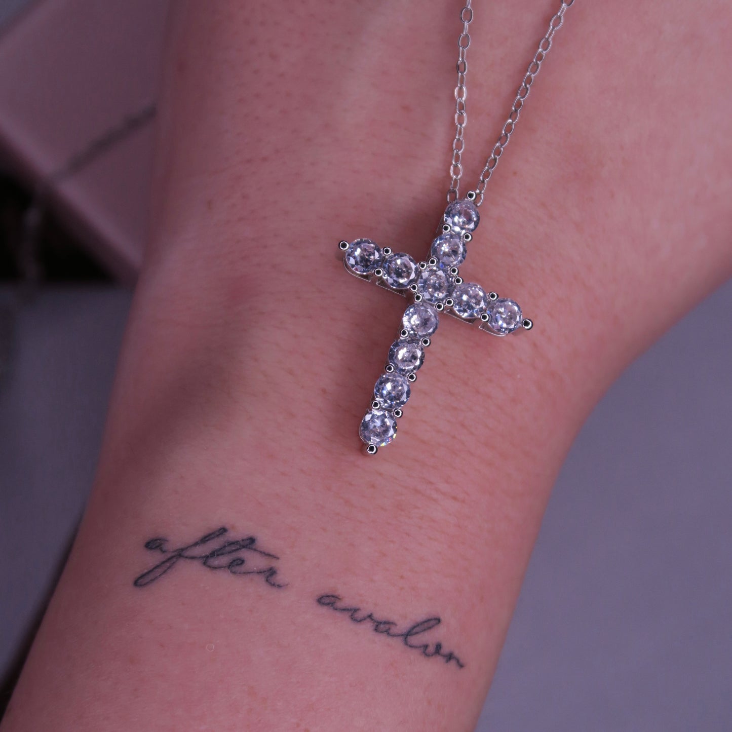 Colier Cruce SACRO cu Cristale Swarovski și Placaj din Argint 925