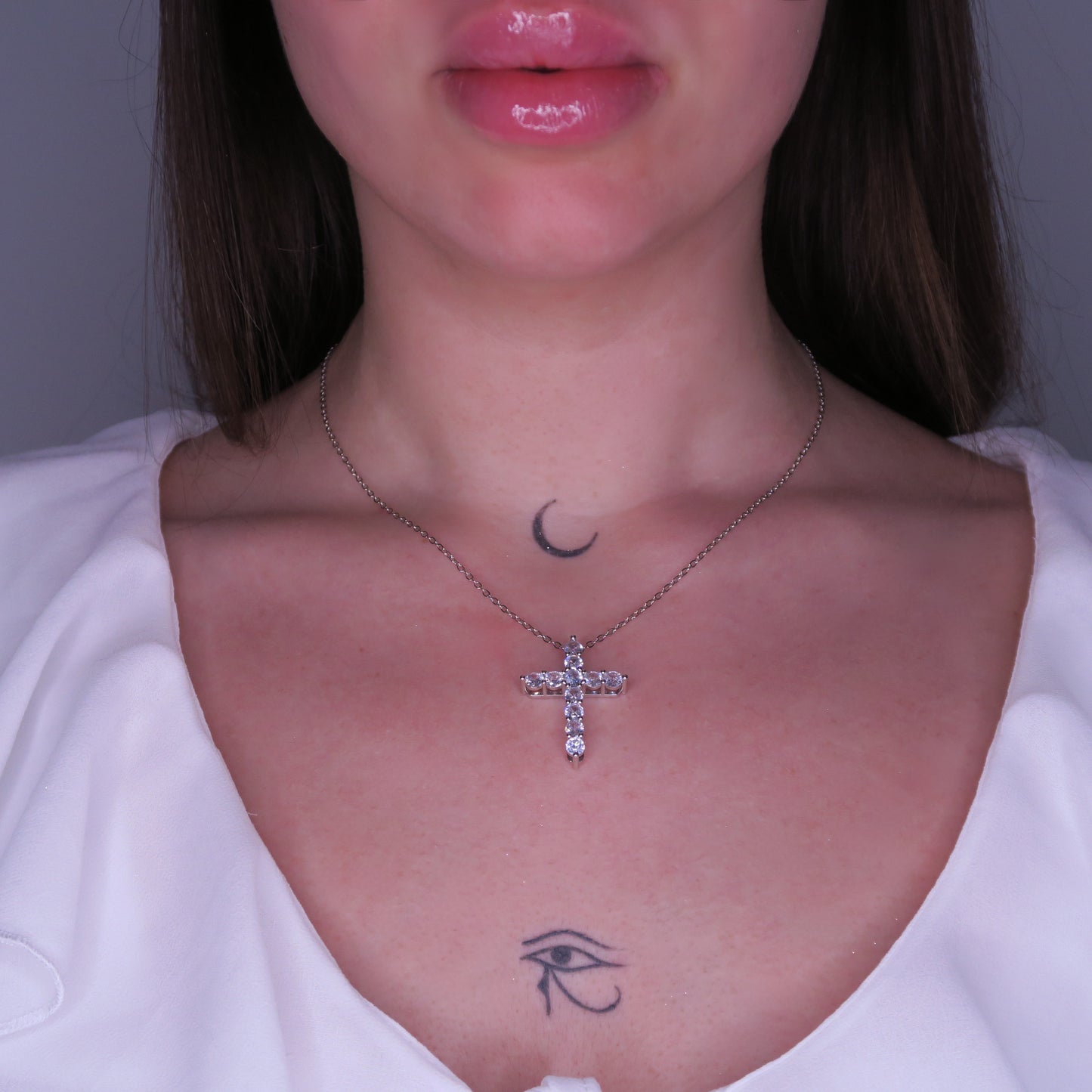 Colier Cruce SACRO cu Cristale Swarovski și Placaj din Argint 925