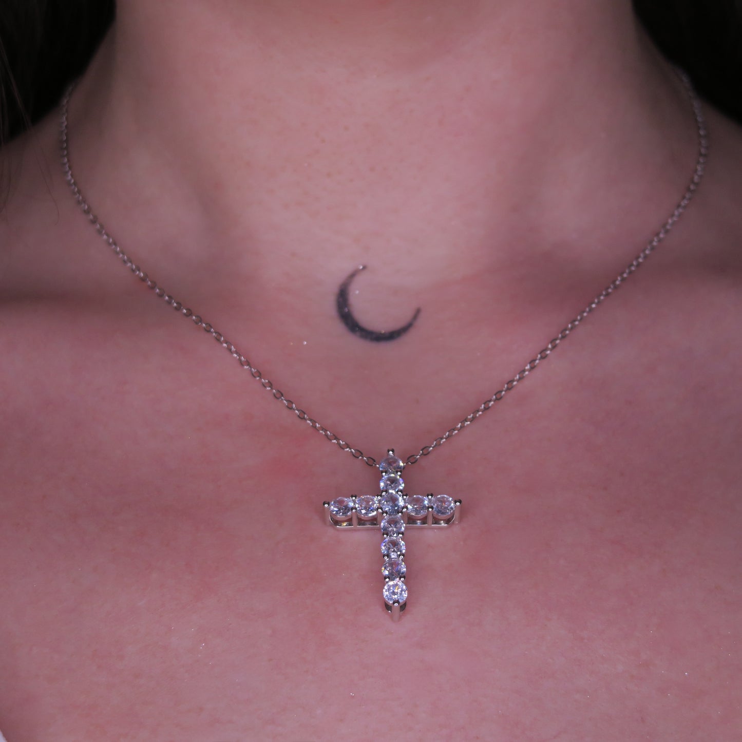 Colier Cruce SACRO cu Cristale Swarovski și Placaj din Argint 925