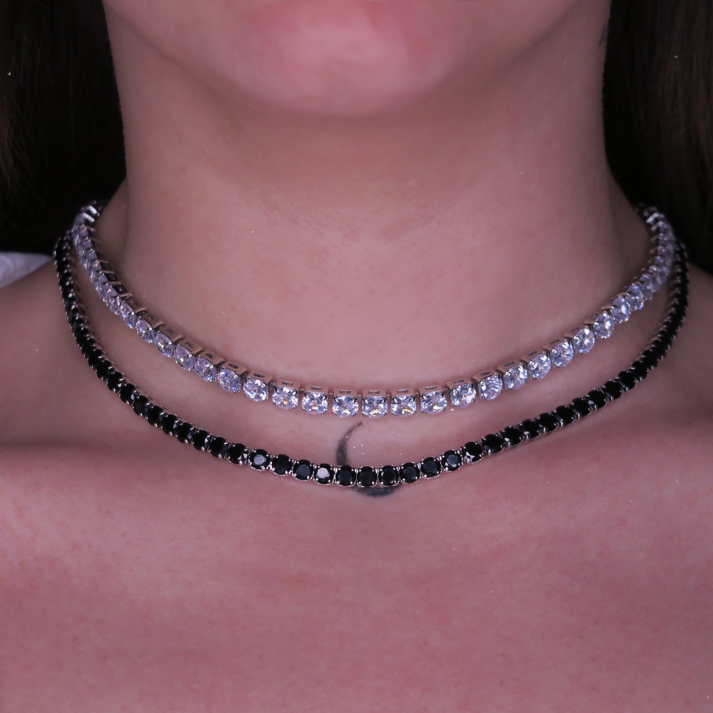 Set Layer Tennis MIDNIGHT ICE cu Cristale Swarovski și placaj din Argint 925