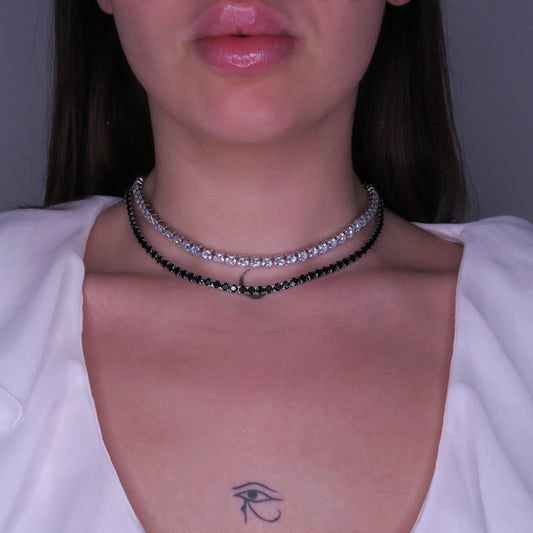 Set Layer Tennis MIDNIGHT ICE cu Cristale Swarovski și placaj din Argint 925