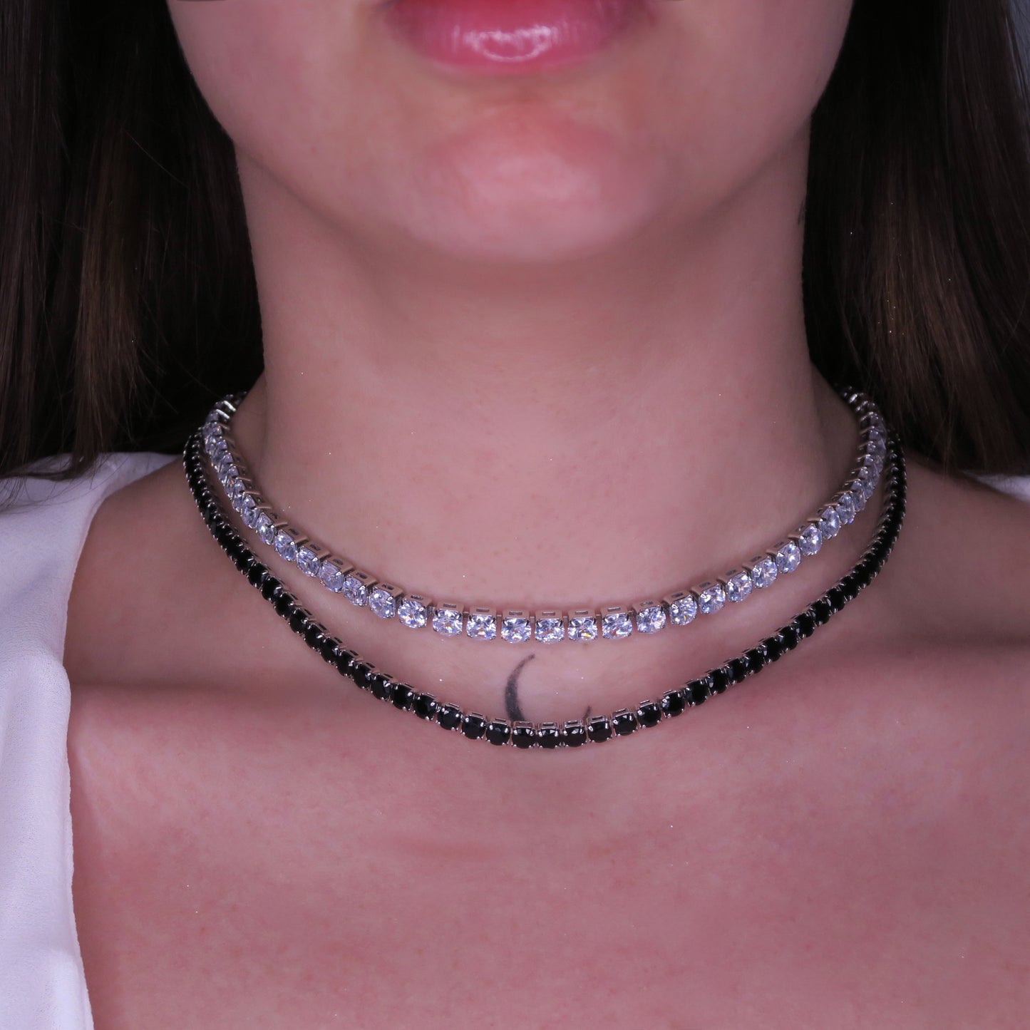 Set Layer Tennis MIDNIGHT ICE cu Cristale Swarovski și placaj din Argint 925