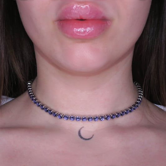 Colier Tennis 5mm Mov VIOLET IRIS cu Cristale Swarovski și placaj din Argint 925