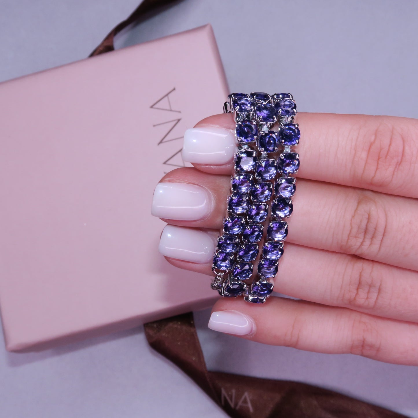 Colier Tennis 5mm Mov VIOLET IRIS cu Cristale Swarovski și placaj din Argint 925