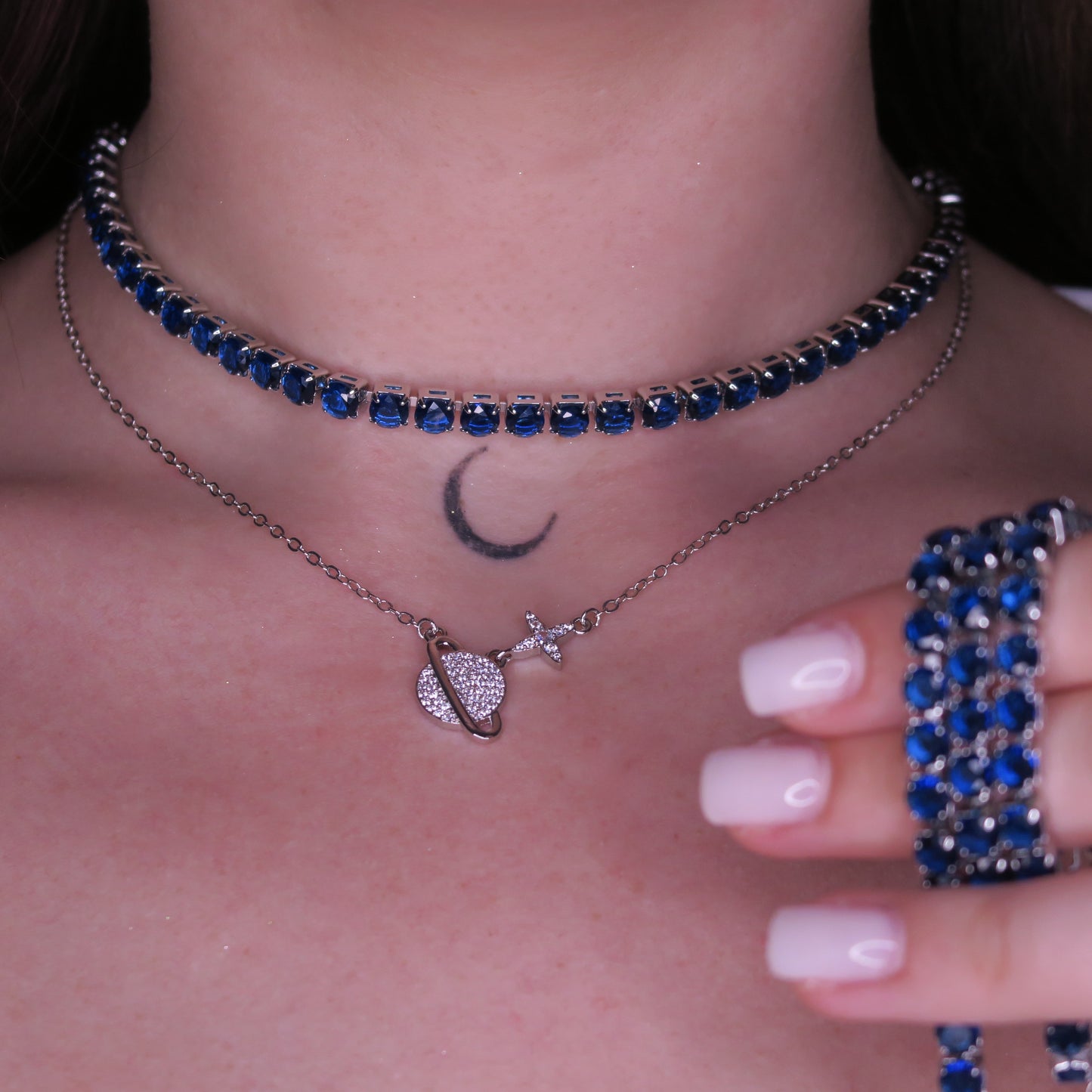 Set Layer GALAXY BLUE cu Cristale Swarovski și Placaj din Argint 925
