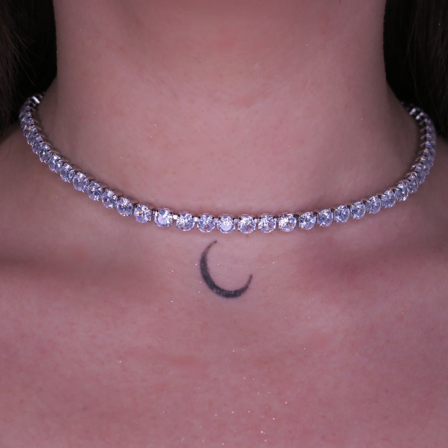 Colier Tennis 5mm SILVER cu Cristale Swarovski și placaj din Argint 925