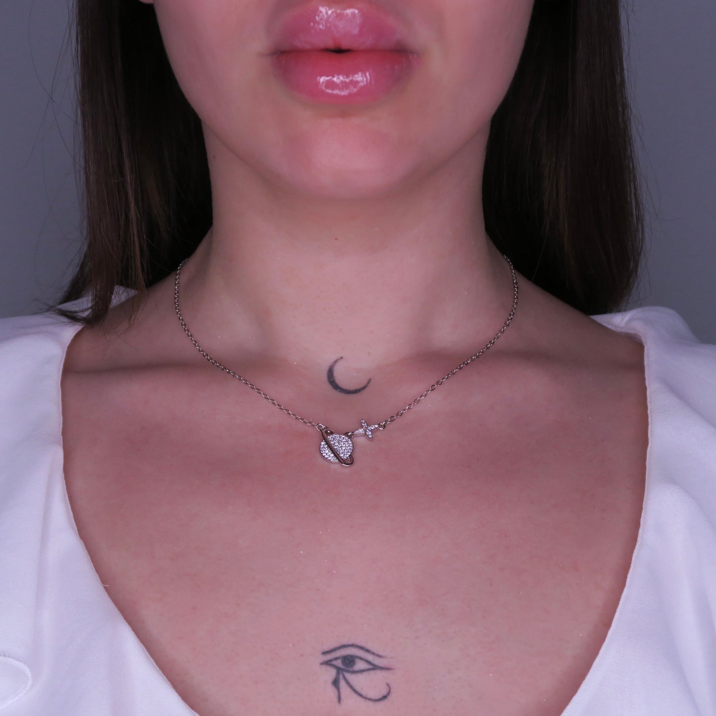 Colier COSMOS – Pandantiv planetă cu Cristale Swarovski, Placat cu Argint 925