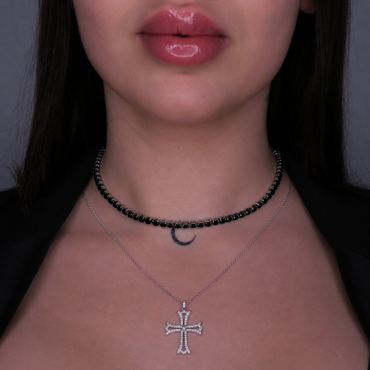 Set Layer DIVINA NOIR cu Cristale Swarovski și Placaj din Argint 925
