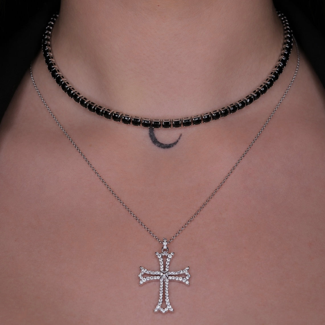Set Layer DIVINA NOIR cu Cristale Swarovski și Placaj din Argint 925