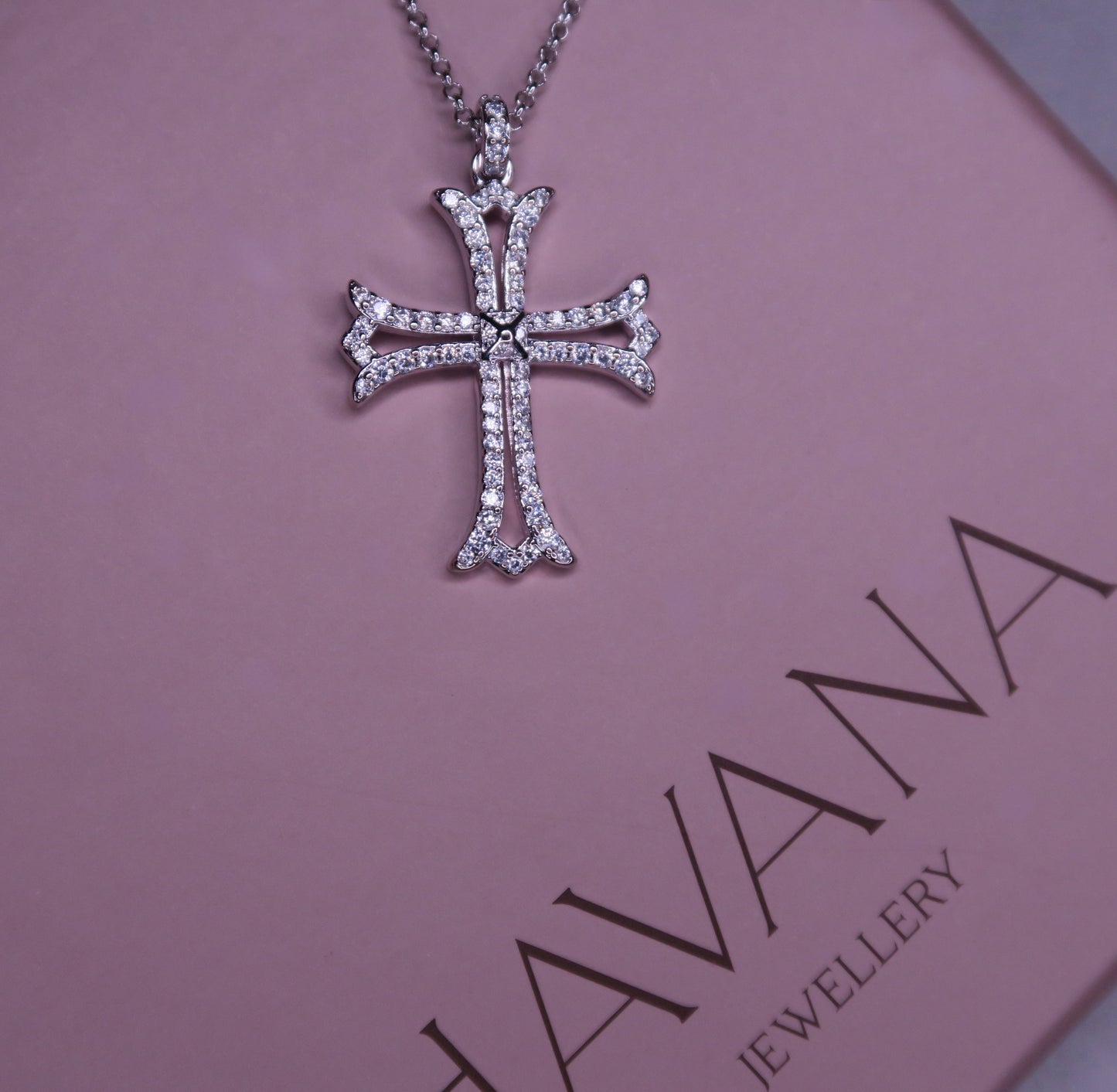Colier Cruce DIVINA cu Cristale Swarovski si Placaj din Argint 925