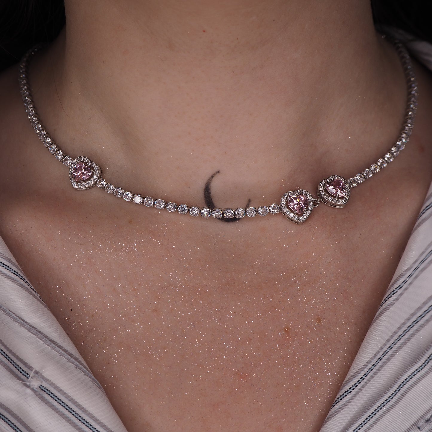 Colier FOREVER IN LOVE cu Inimioare – Placaj din Argint 925 & Swarovski