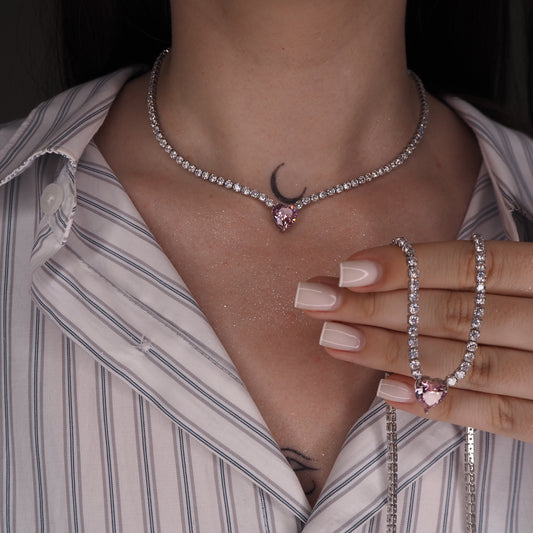 Colier PINK CRUSH cu Cristale Swarovski și placaj din Argint 925 – Eleganță Roz