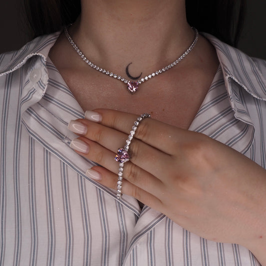 Set PINK CRUSH cu Cristale Swarovski și Placaj din Argint 925
