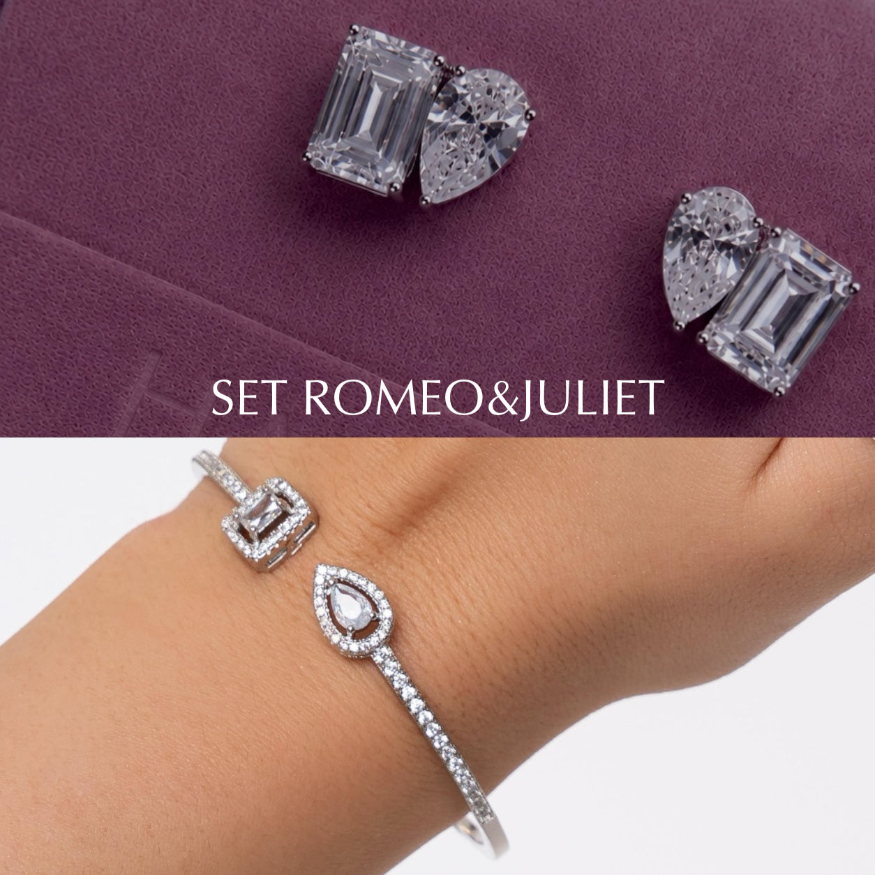 Set ROMEO&JULIET cu Cristale Swarovski și Placaj din Argint 925